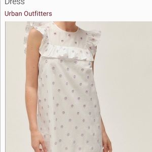Urban outfitters white, lined dress with embroidered lilac peace signs